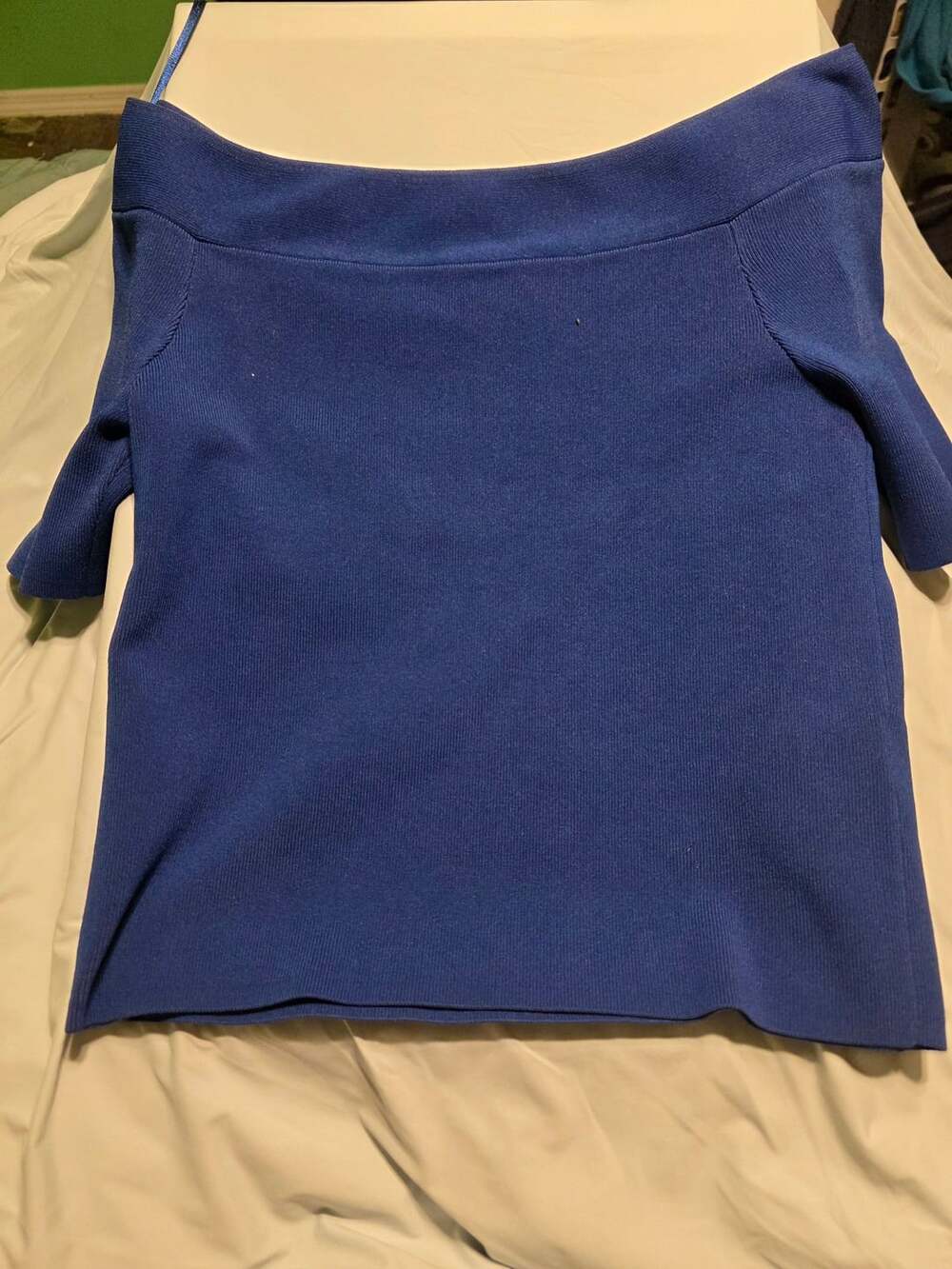 Antonio Melani Ribbed Off-the-Shoulder Top Size M Blue NWT